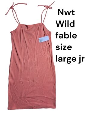 wild fable Coral Ribbed Midi Dress